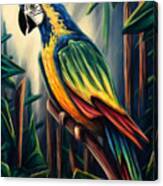Jungle Parrot Painting, Colorful Macaw Canvas Print