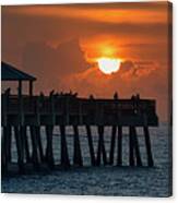 Juno Beach Pier Sunrise And Birds Atlantic Ocean Canvas Print