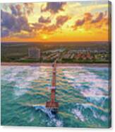 Juno Beach Pier Sunset Aerial Photography Canvas Print