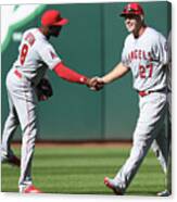 Justin Upton And Mike Trout Canvas Print