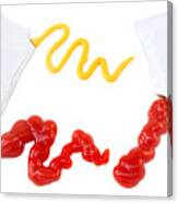 Ketchup And Mustard Packets Canvas Print