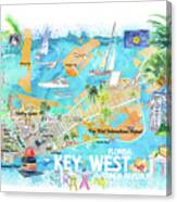 Key West Florida Illustrated Travel Map with Roads and Highlights Poster by  M Bleichner - Pixels