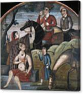Khusraw Discovers Shirin Bathing  From Pictorial Cycle Of Eight Poetic Subjects Canvas Print