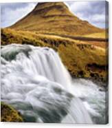 Kirkjufell Mountain And Kirkjufellfoss Waterfall, Snaefellsnes P Canvas Print