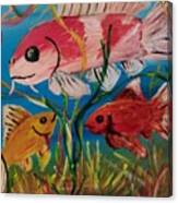 Koi And Goldfish Scene Canvas Print