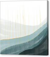 Rough Seas 1 - Contemporary Minimal Abstract Painting - Blue, Denim, Grey, White Canvas Print