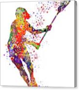 Lacrosse Girl Player Watercolor Painting Canvas Print