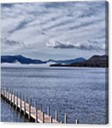 Lake View Clouds And Dock Canvas Print