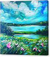 Landscape Painting Oil On Canvasoriginal Art Painting Lake In Th Canvas Print