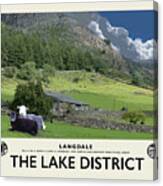Langdale Sheep Cream Railway Poster Canvas Print