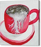 Latte In A Red Mug Canvas Print