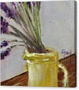 Lavender In A Yellow Pitcher Canvas Print
