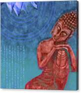 Leaning Buddha - Reclining Buddha 01 - Blue Canvas Print