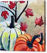 Leaves And Pumpkins Canvas Print