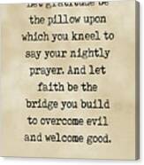 Let Gratitude Be The Pillow - Maya Angelou Quote - Literature - Typewriter Print - Vintage Canvas Print