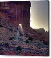 Let Your Light Shine Through - Sun Beaming Through Portal In Sheep Rock At Arches National Park Canvas Print