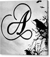 Letter A Design 43 Crow Birds Canvas Print