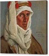 Lieutenant Colonel T E Lawrence, Cb, Dso, 1918 A Head And Shoulders Portrait Of Lawrence In Arab Hea Canvas Print