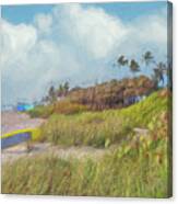 Lifeguard Stand In The Dunes Panorama Watercolors Painting Canvas Print