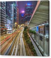 Light Trails In Central, Hong Kong Canvas Print