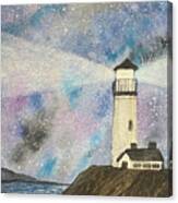 Lighthouse At Night Canvas Print