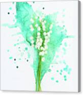 Lilly Of The Valley On Watercolor Canvas Print