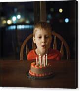 Little Blowing Out Candles Canvas Print