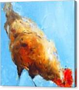 Little Chick On Blue Paintings Canvas Print