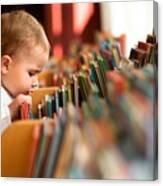 Little Girl In Library Canvas Print