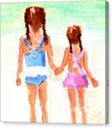 Little Girls At The Beach Canvas Print