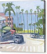 Looking Down Girard Ave At Palms Along Coast Blvd - La Jolla, San Diego, California Canvas Print