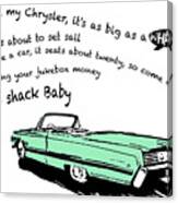 Love Shack Whale Classic Chrysler Car, Catchy Song, Funky Design - Chrysler Green Edition Canvas Print