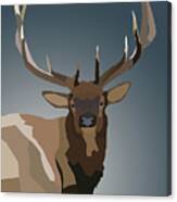 Low Poly Bull Elk Portrait Canvas Print