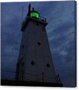 Ludington Lighthouse At Night Canvas Print