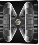 Lunaroyal - Mirrored Uniroyal Building Industrial Ductting With Full Moon - Wide Version Canvas Print