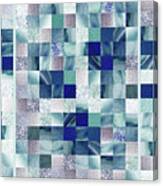 Magic Blues Watercolor Squares Art Mosaic Quilt Canvas Print