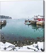 Maine Lobster Shacks In Winter Canvas Print