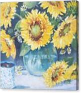 Mama's Cup With Sunflowers Canvas Print