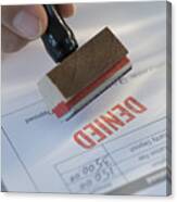 Man Stamping Denied On Mortgage Application Canvas Print