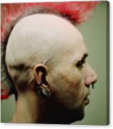 Man With Mohawk And Piercings, Profile, Close Up Canvas Print