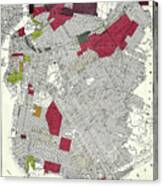 Map Of Of Brooklyn Ny Showing Ethnic And Racial Neighborhoods 1920 Canvas Print