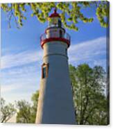Marblehead Lighthouse Spring Leaves Canvas Print