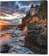 March Sunset At Bass Harbor Head Light Canvas Print