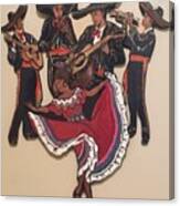 Mariachis And Folklorico Dancer Canvas Print