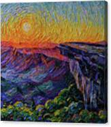 Mcafee Knob Appalachian Trail Sunrise - Textured Impressionism Oil Painting Mona Edulesco Canvas Print