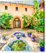 Mediterranean Revival Home Watercolor Canvas Print