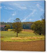 Metal Barn Sitting In The Missouri Countryside Canvas Print