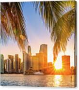 Miami, Florida Skyline At Sunset Canvas Print