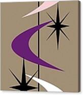 Mid Century Boomerangs Purple Pink White Canvas Print
