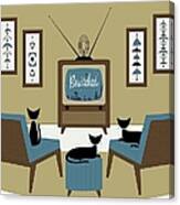 Mid Century Cats Watching Television Canvas Print